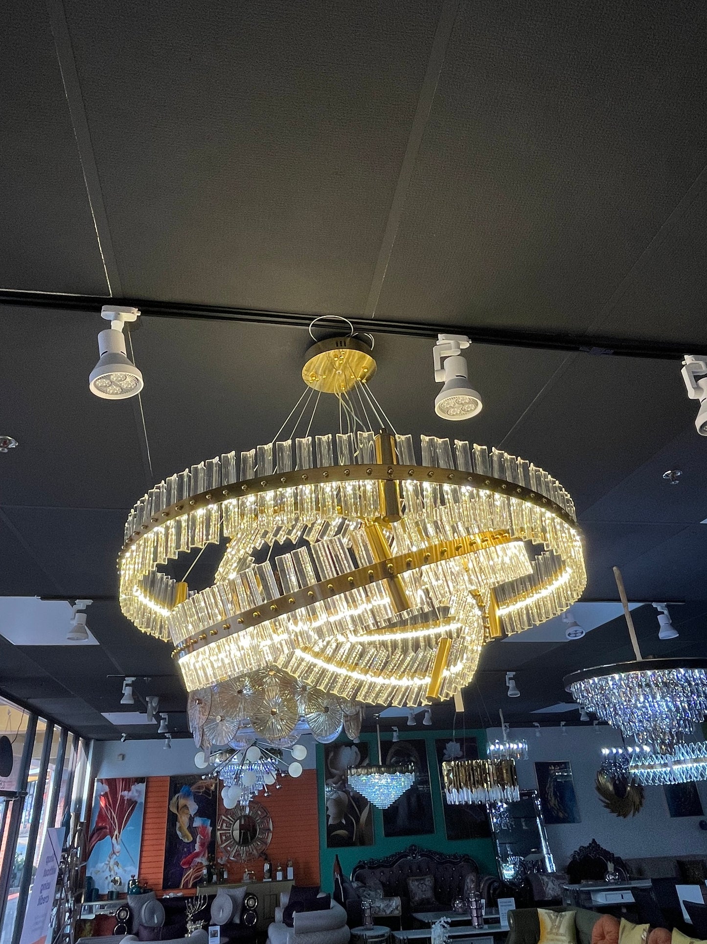 G-3Tier GOLDEN RING CHANDELIER