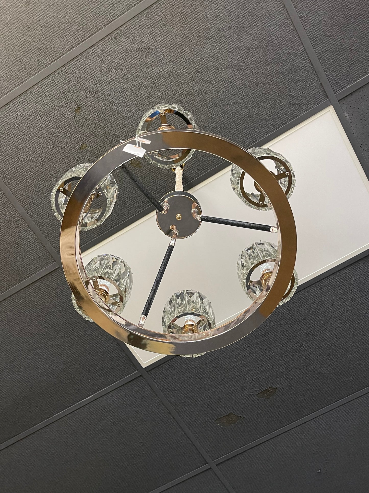 G-18655 Black Leather//Crystal Chandelier