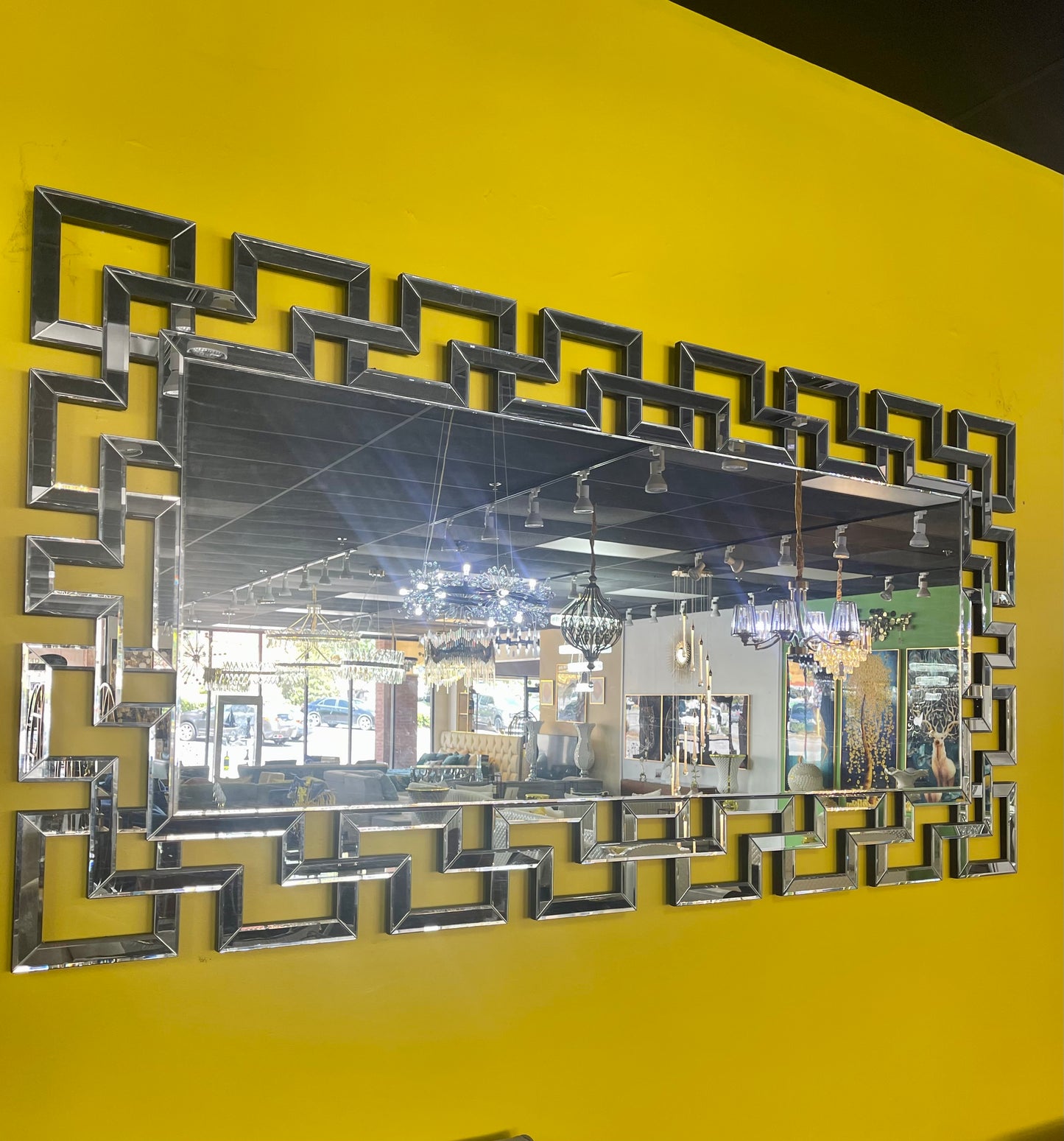 G-M Silver Square Design Standing/Wall Mirror