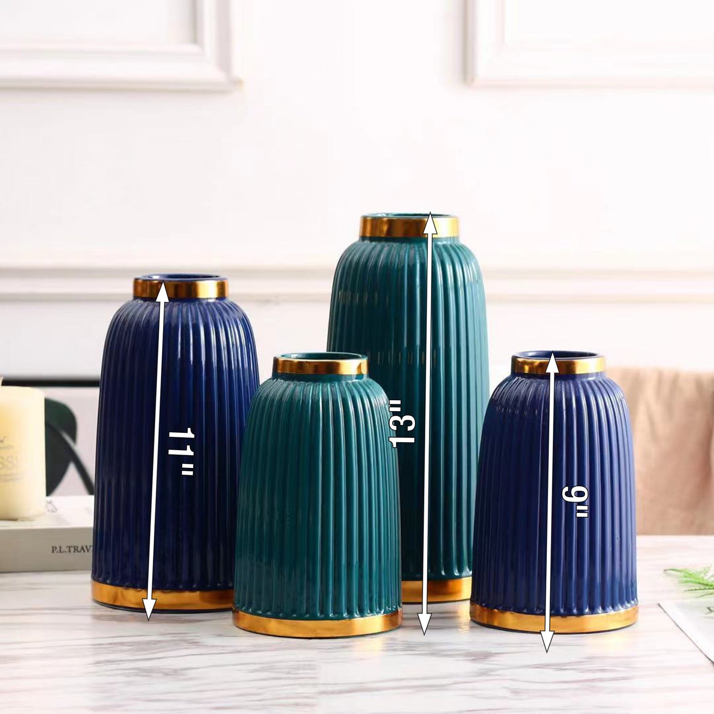G-VDJ 4 Pieces Blue/Green Decorative Jar Set