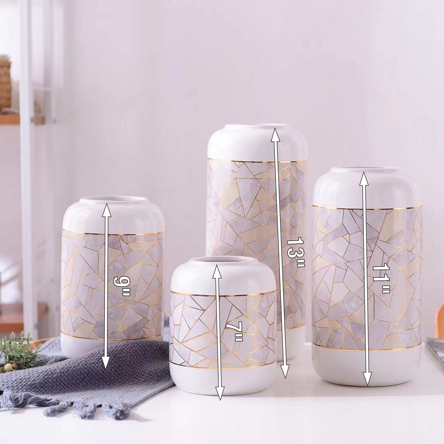 G-VDJ 4 Pieces White/cream Decorative Jar Set