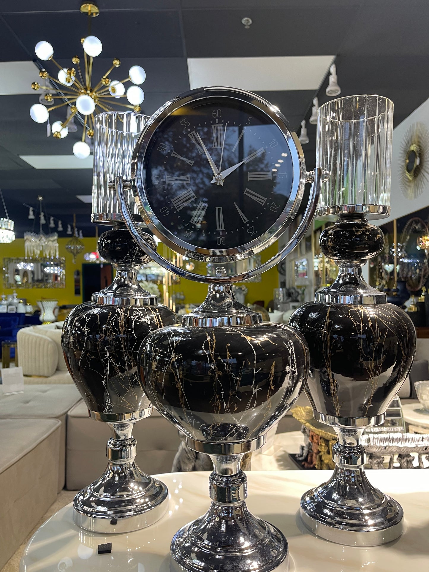 G-VJSER01 3-1 Black/Silver Decorative Jar Set