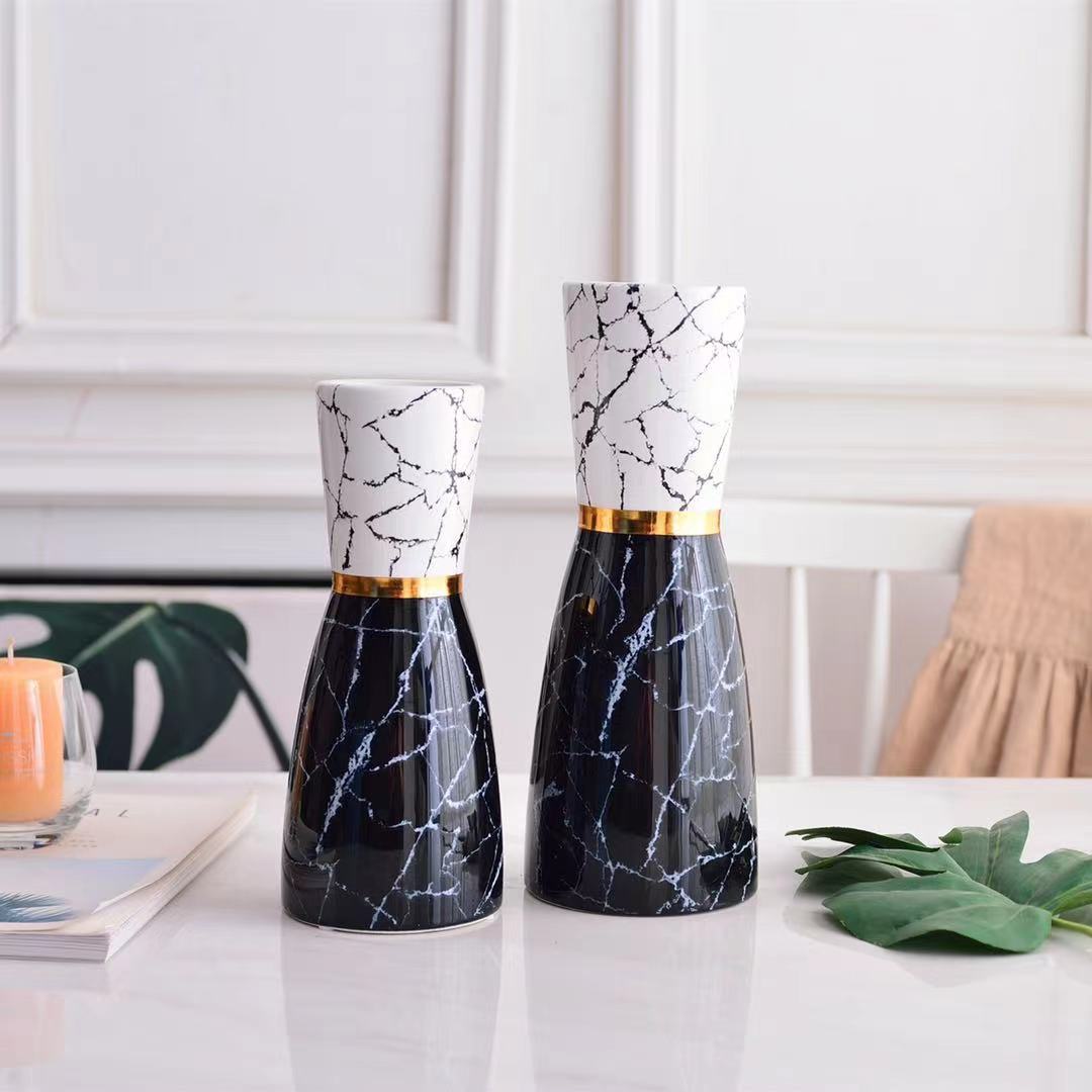 G-VDJ 2Pieces White/Black Decorative Jar Set