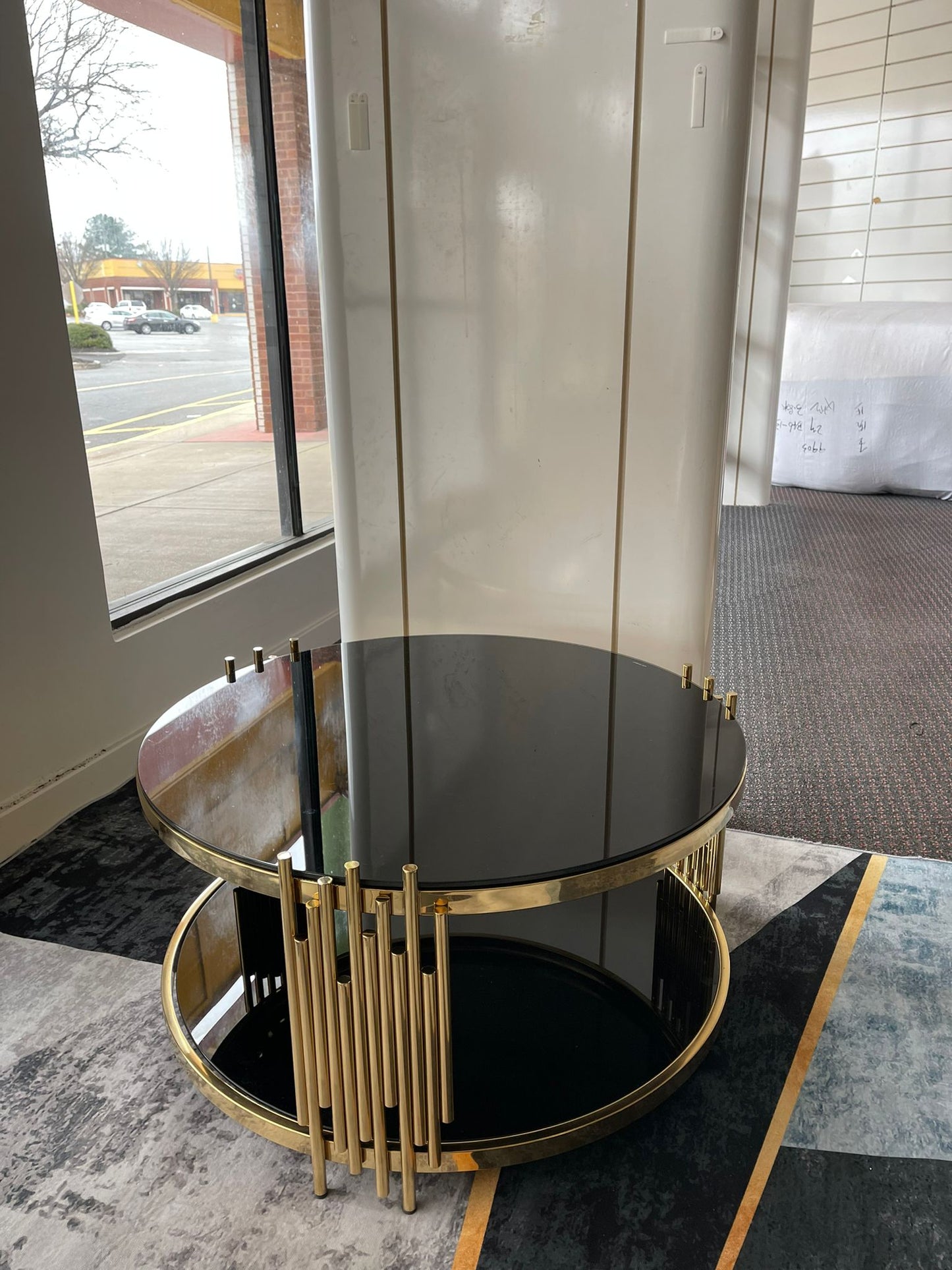 Gold Steel And Black See-Throw Tempered Glass Coffee Table