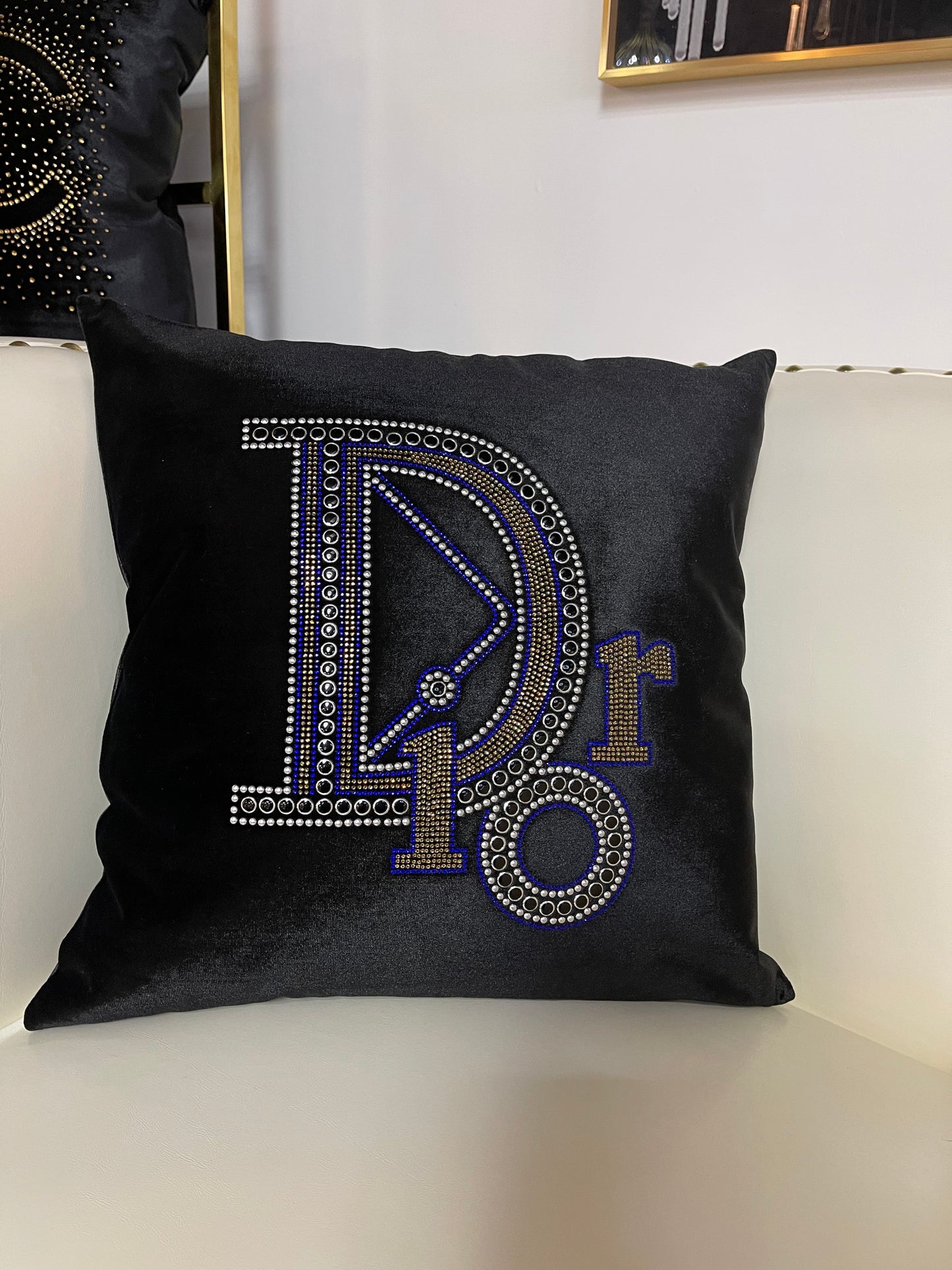 Black Dior Throw Pillow