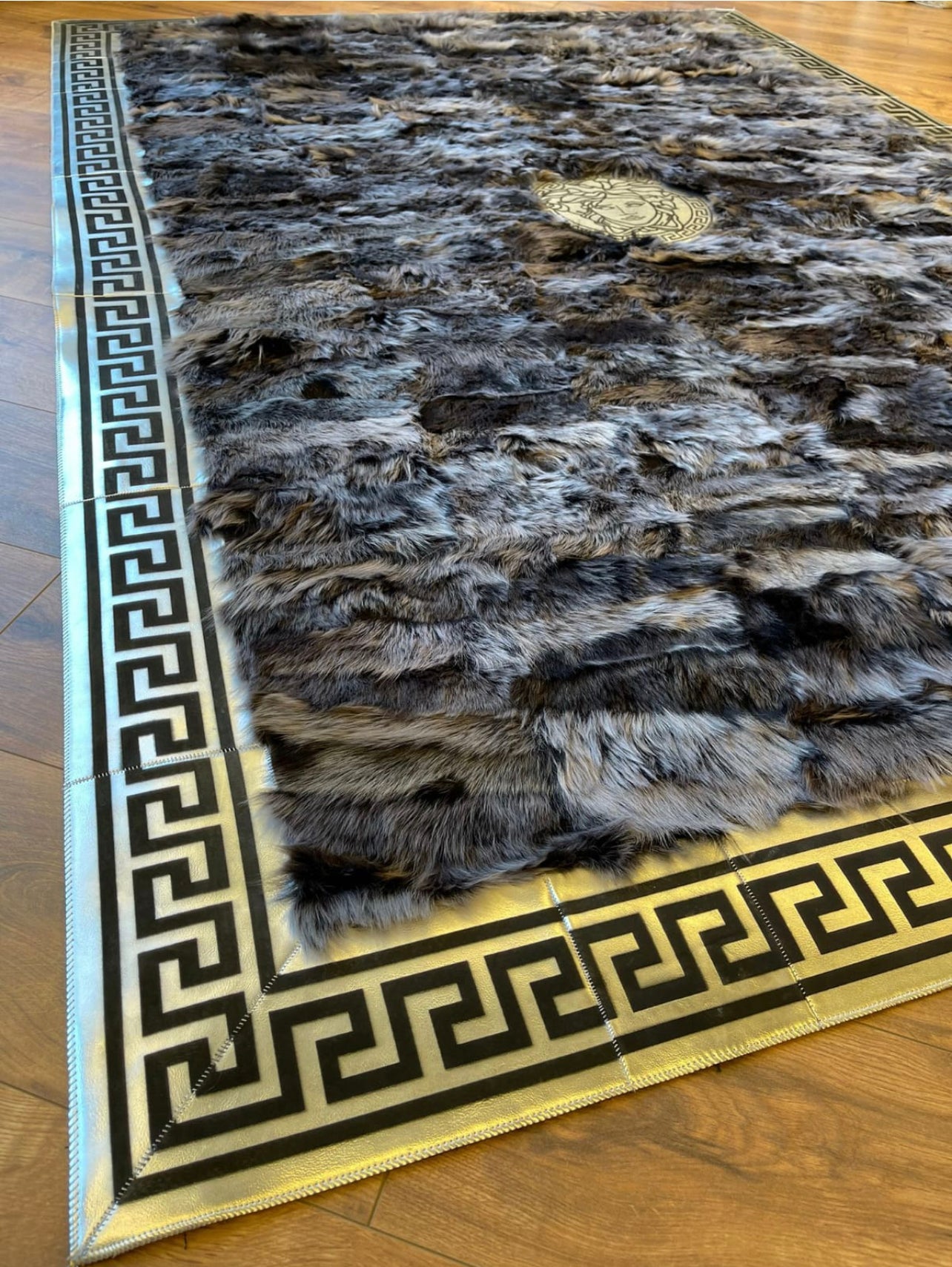 Black Versace Fluffy Rug