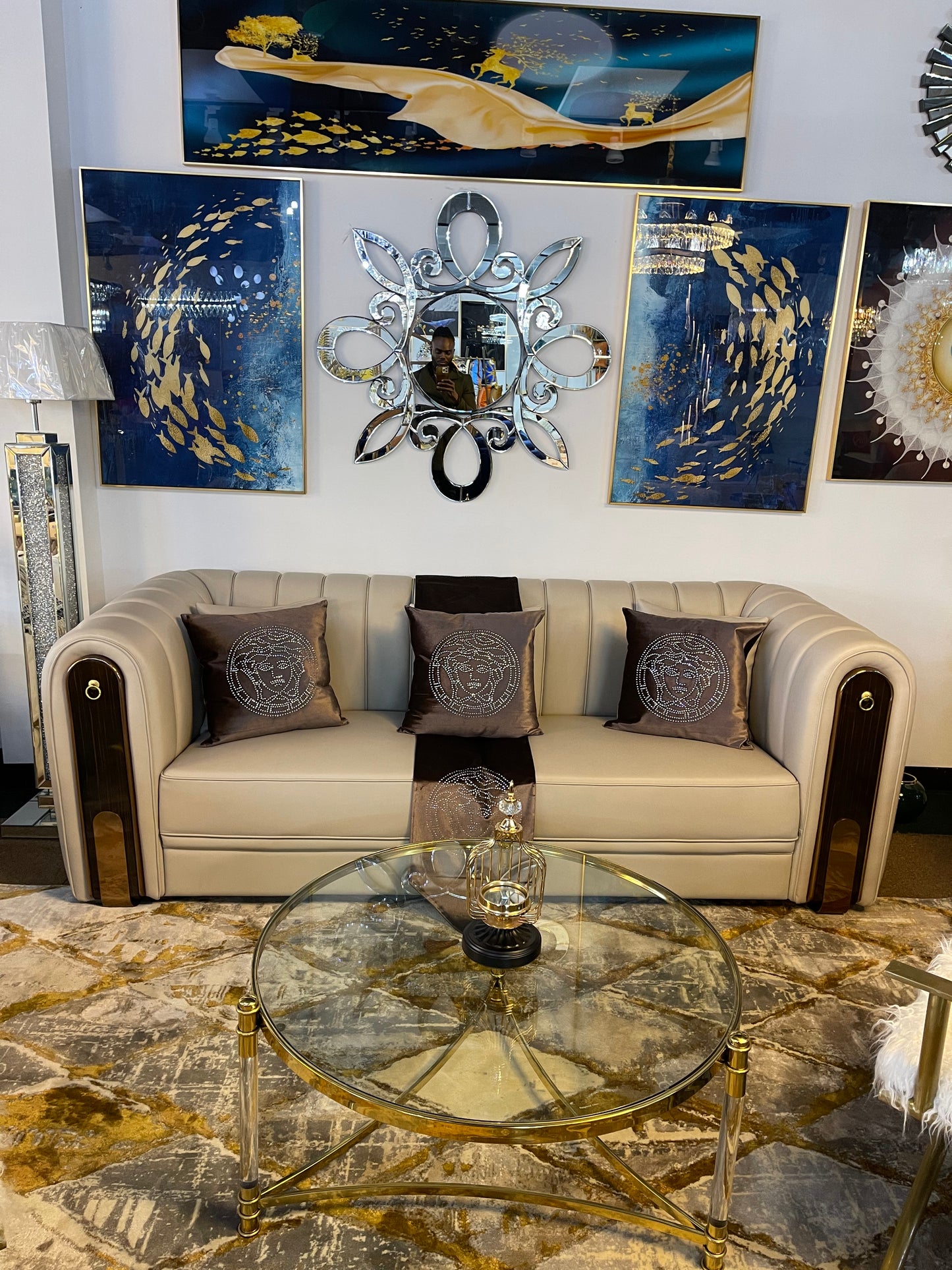 Brown Versace Throw Pillow