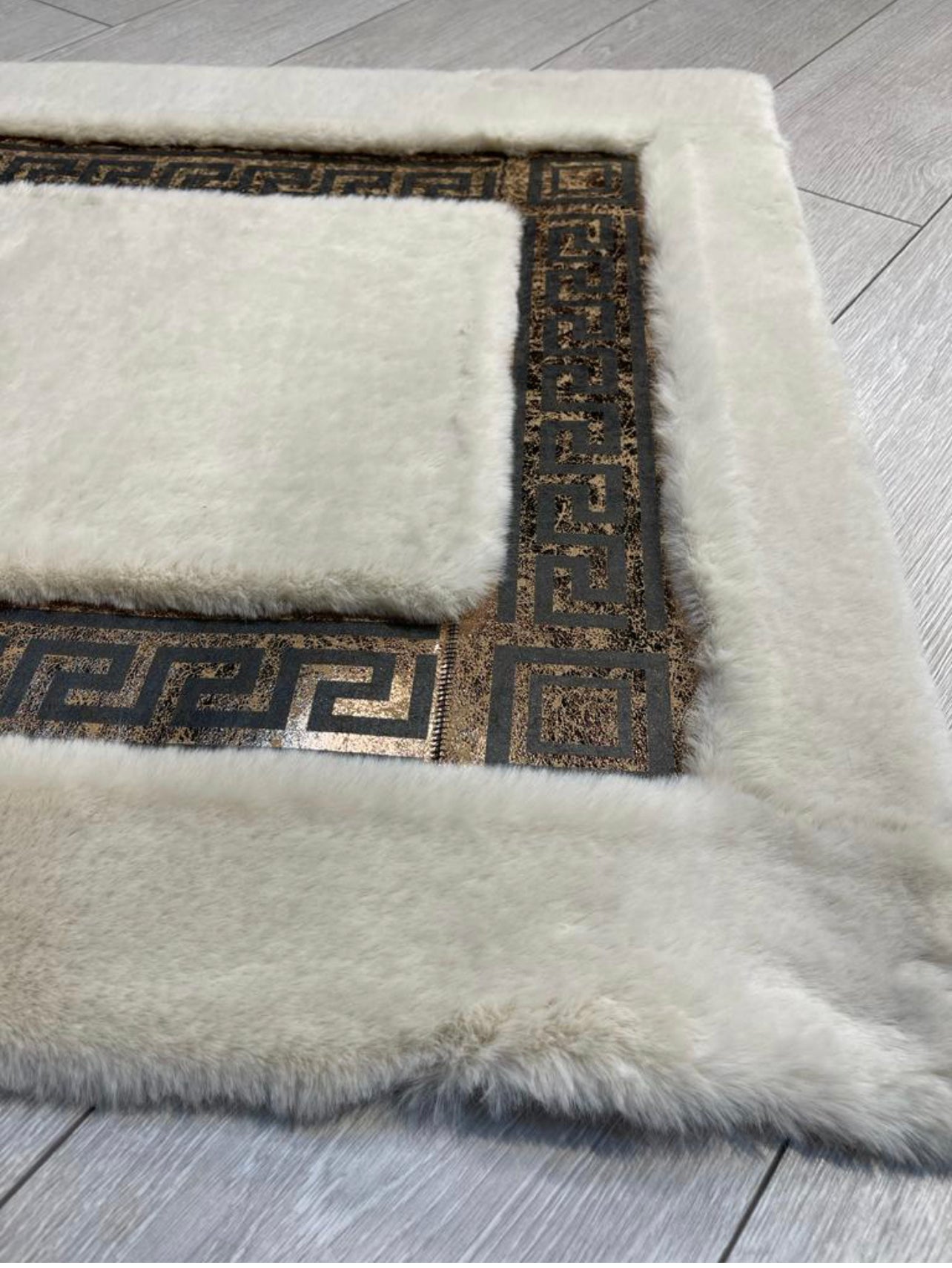 White with Black Trim Versace Rug