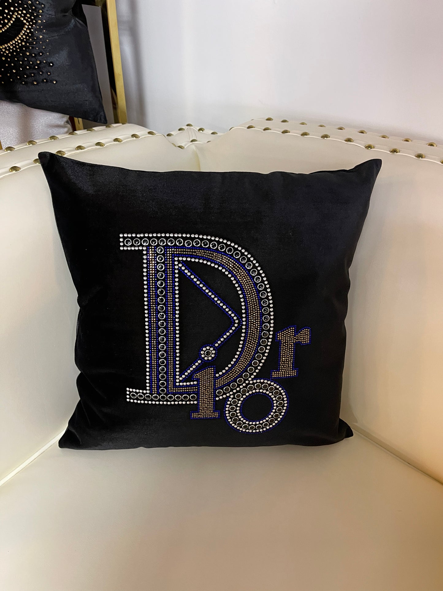 Black Dior Throw Pillow