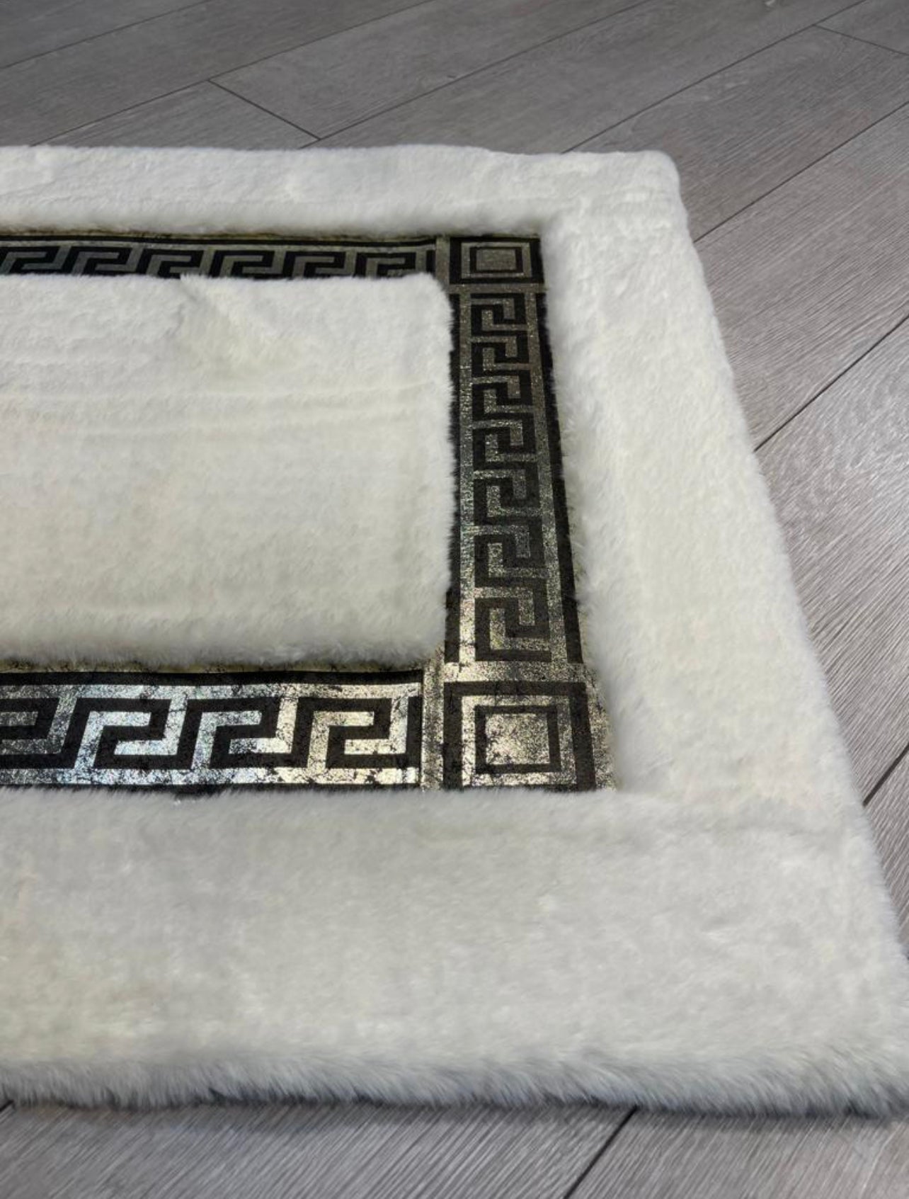 White with Black Trim Versace Rug