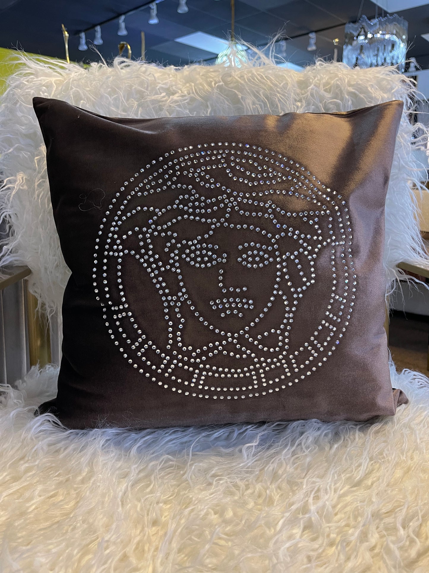 Brown Versace Throw Pillow