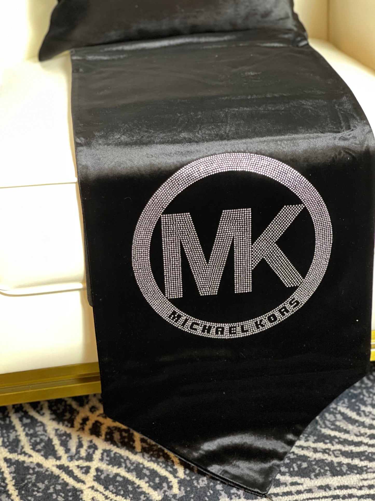 Black Embroidered Michael Kors Table Runner