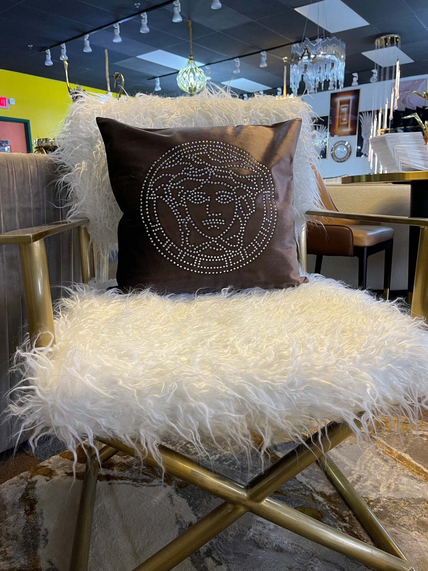 Brown Versace Throw Pillow