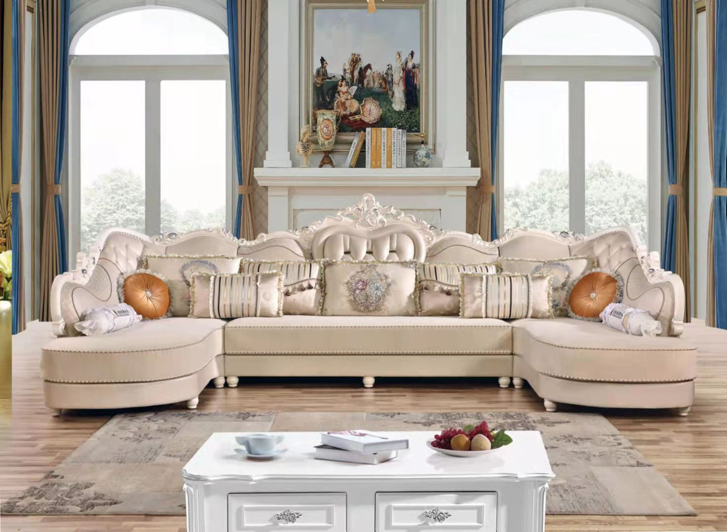 Cream/Off-White Royal Sectional Sofa