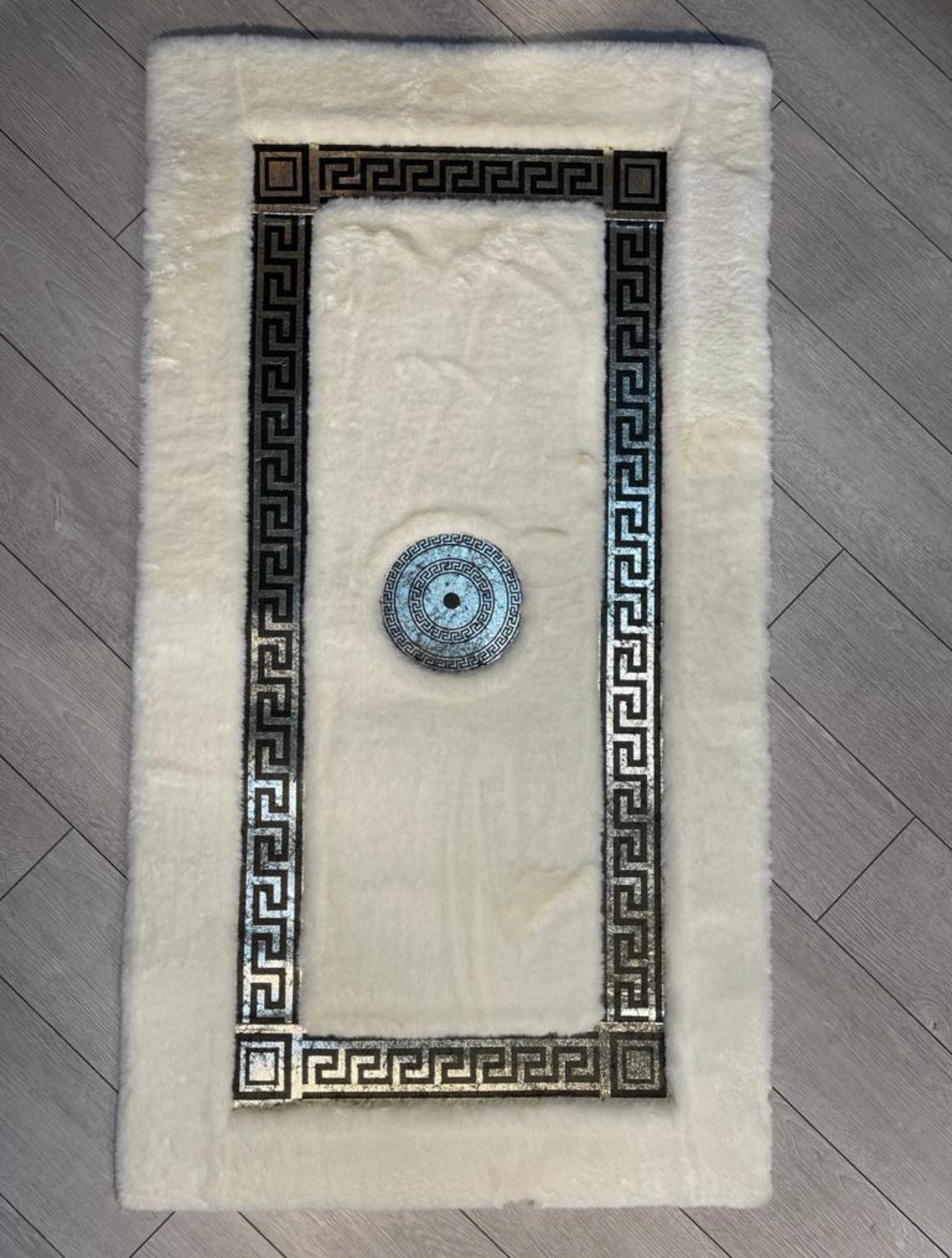 White with Black Trim Versace Rug