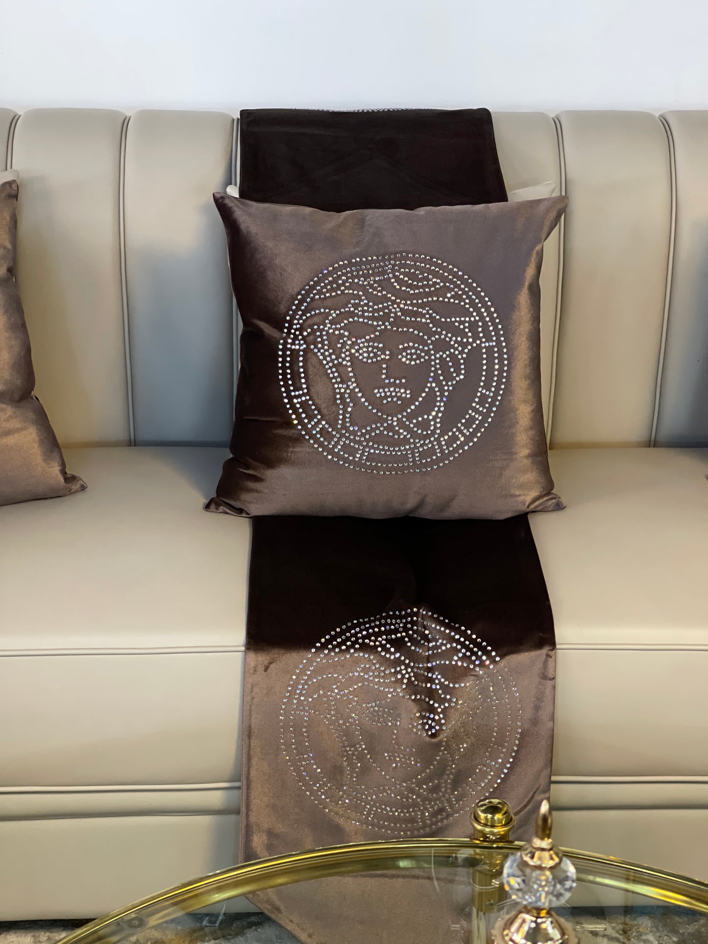 Brown Versace Throw Pillow