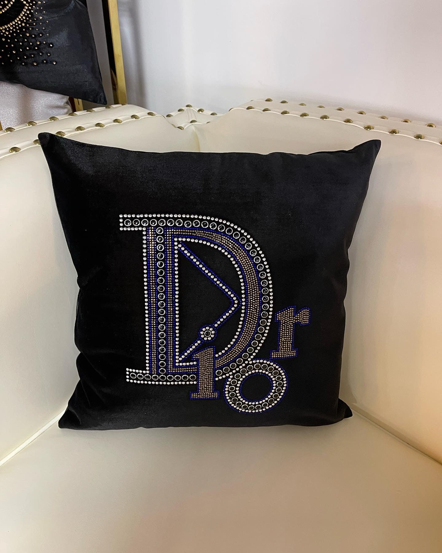 Black Dior Throw Pillow