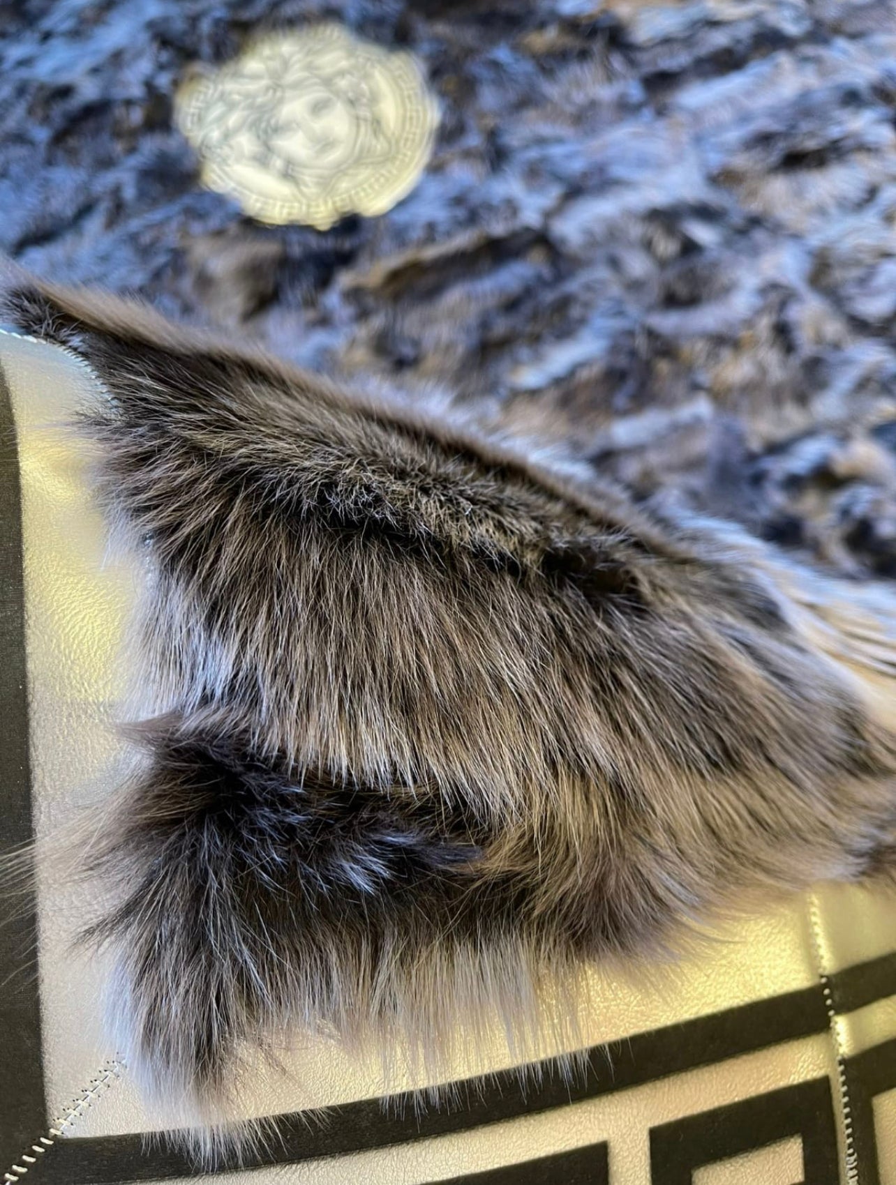 Black Versace Fluffy Rug