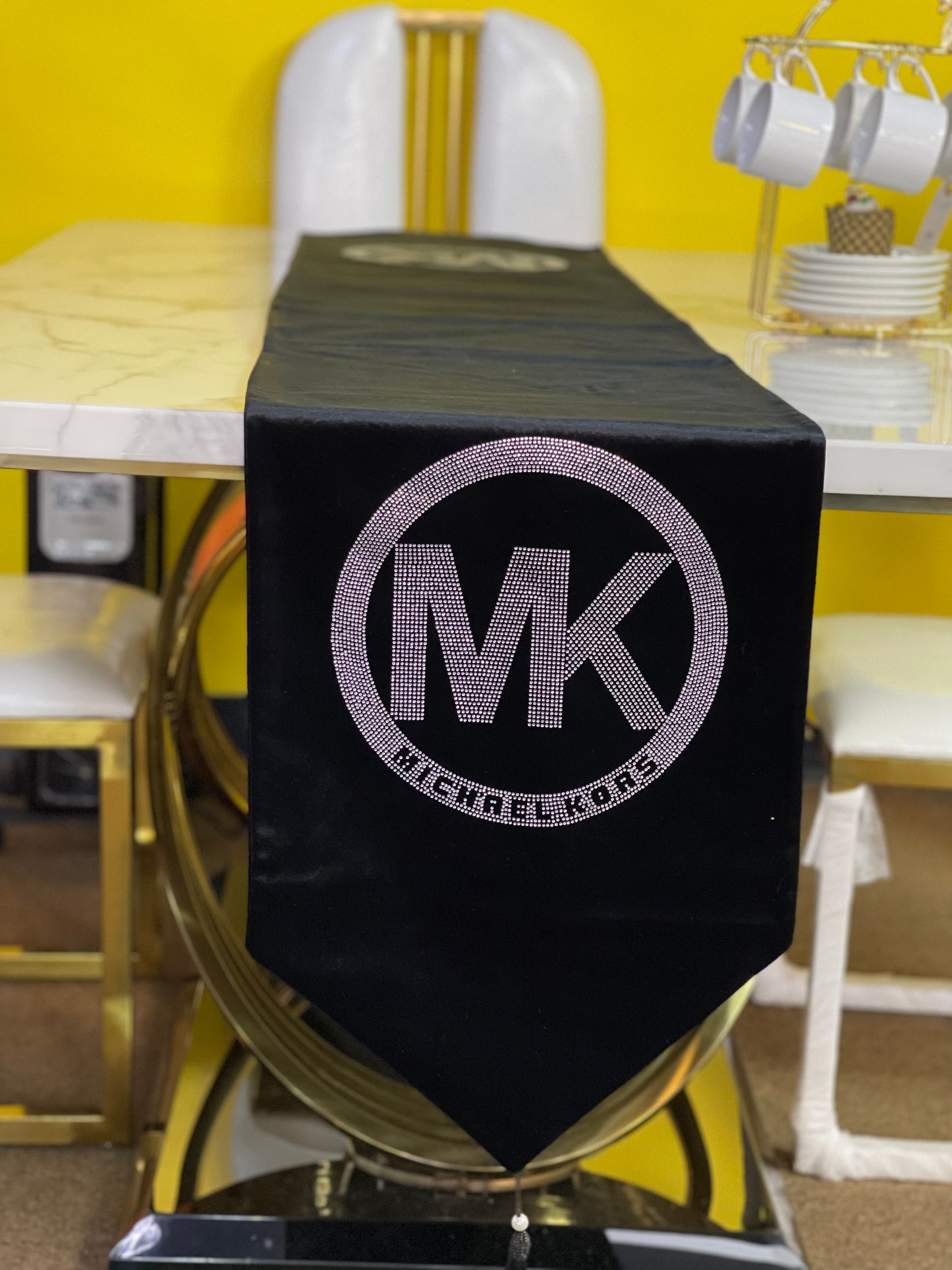 Black Embroidered Michael Kors Table Runner