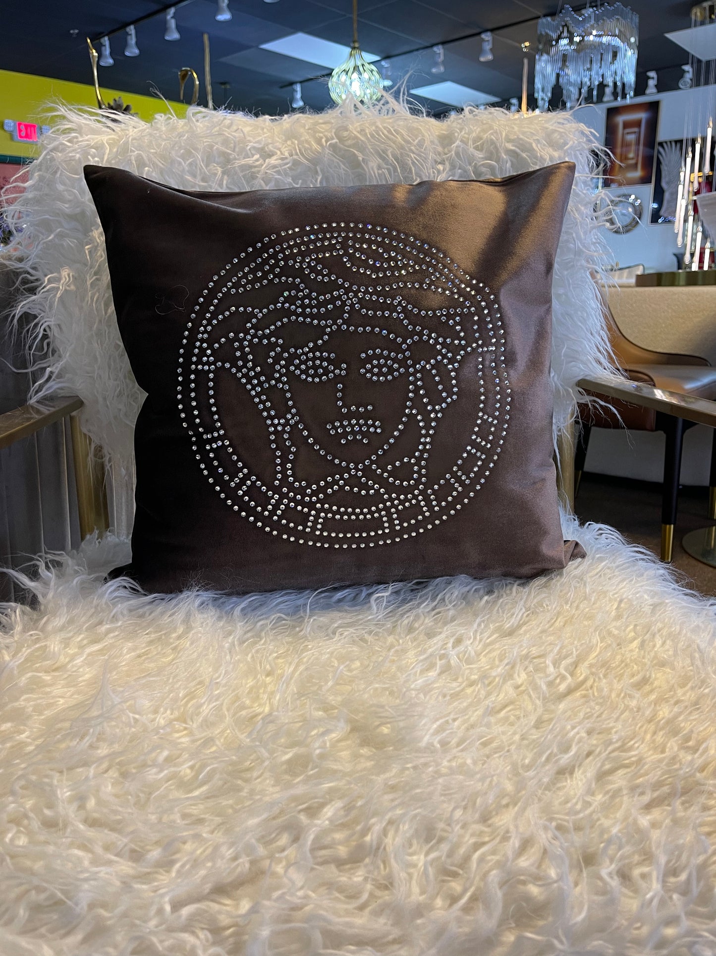 Brown Versace Throw Pillow