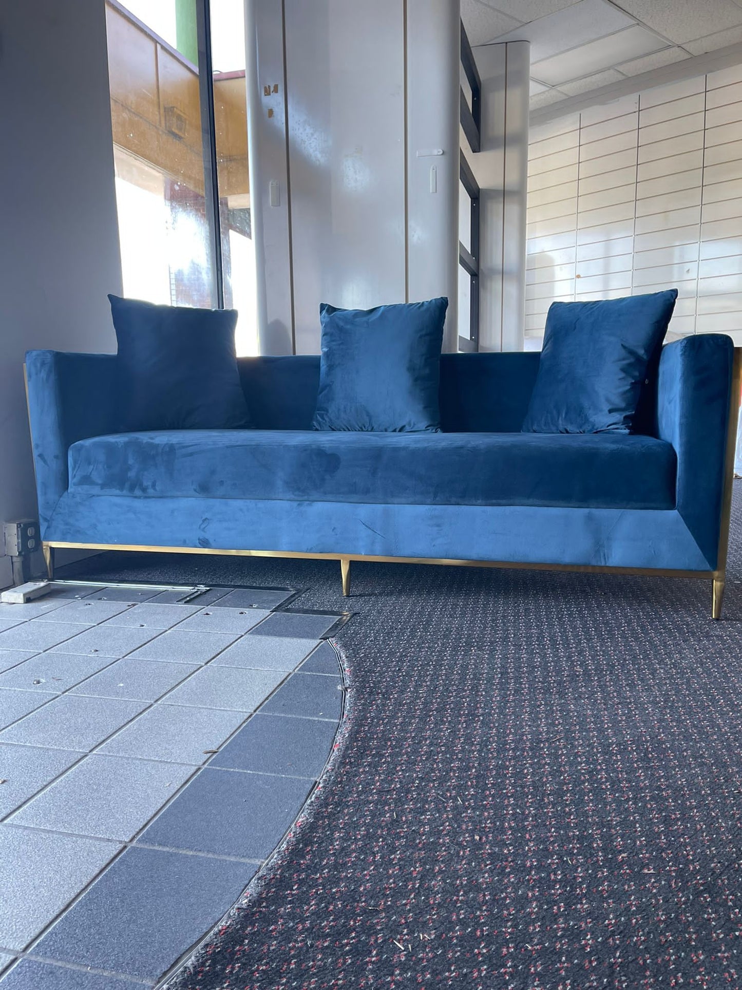 Blue With Gold Sofa Living Room Set