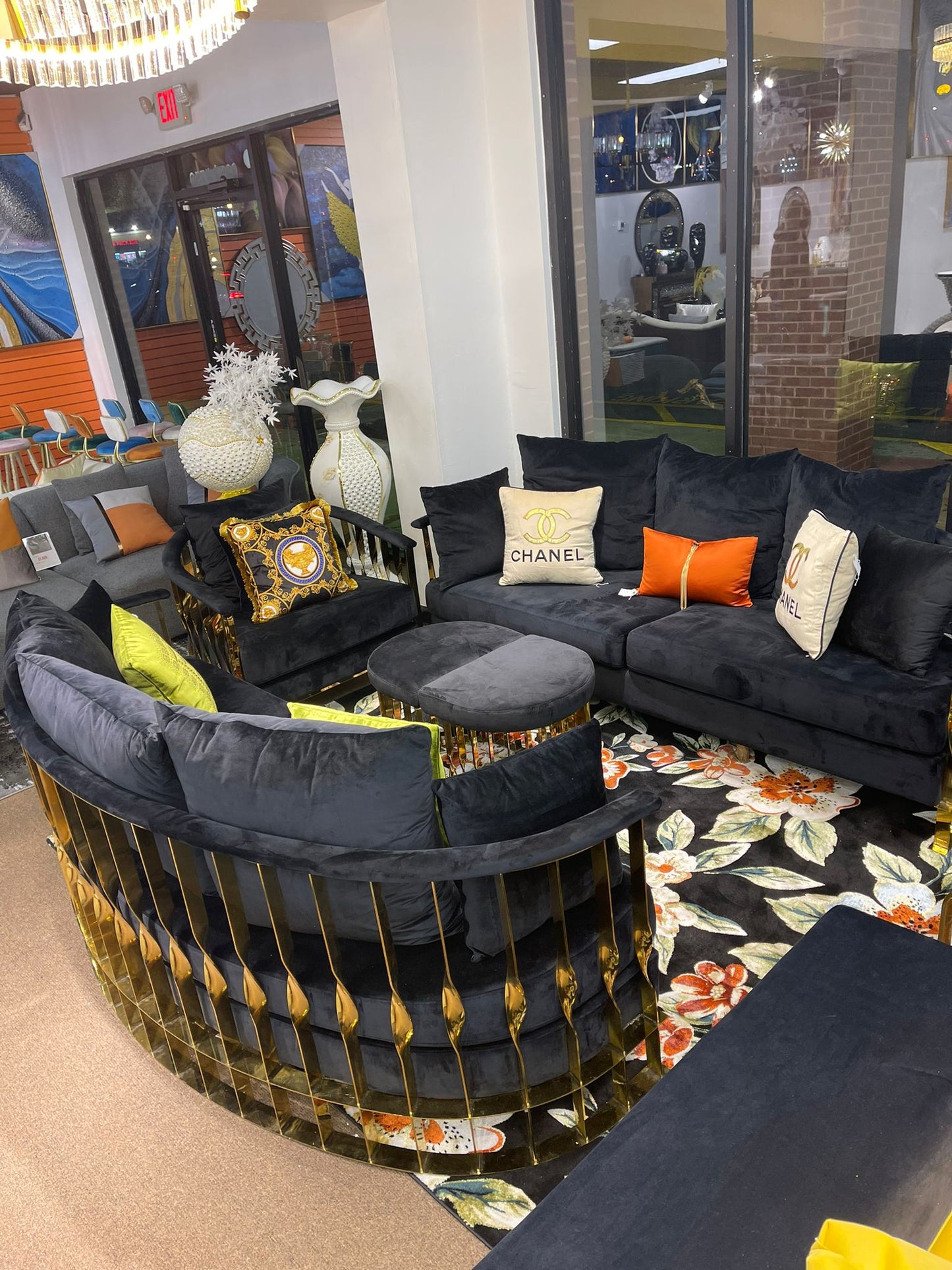 Henry Black & Gold accent full Sofa /Arm Chair