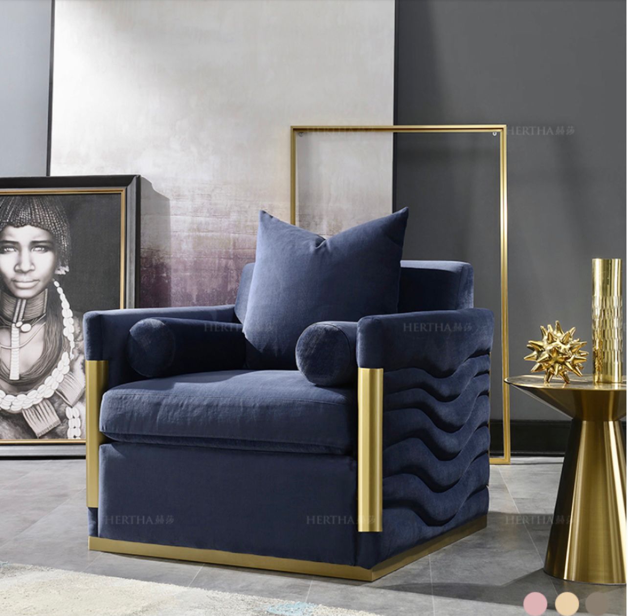 dark blue accent chair