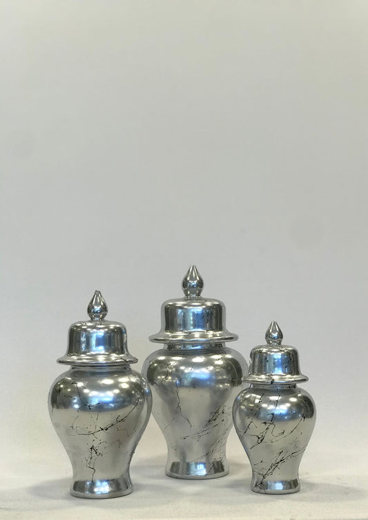 G-VJ 3-1 Silver Decorative Jar Set