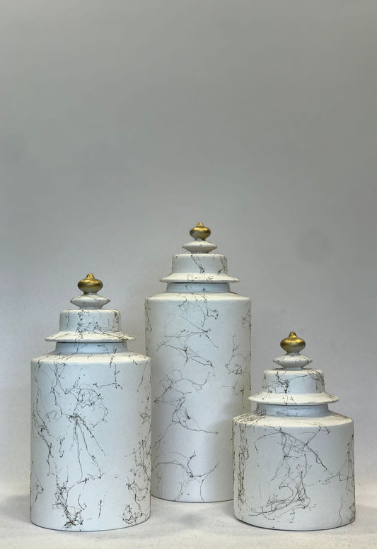 G-VJSER05 3-1 White Decorative Jar Set
