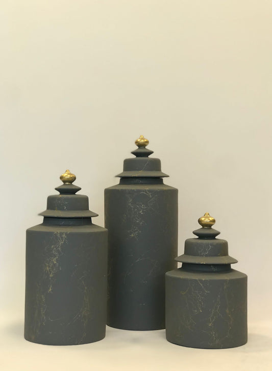 G-VJSER05 3-1 Gray Decorative Jar Set