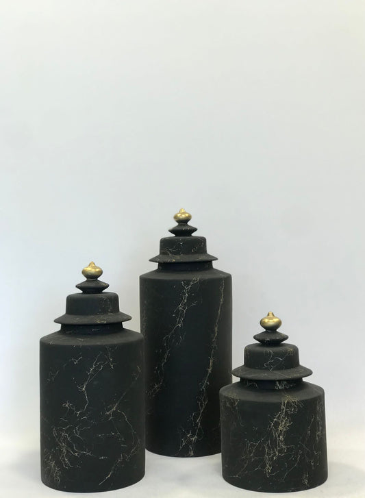 G-VJSER05 3-1 Black Decorative Jar Set