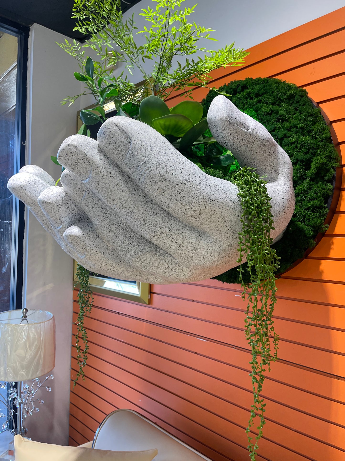 Granite Hand Sculpture & artificial flower/Plant