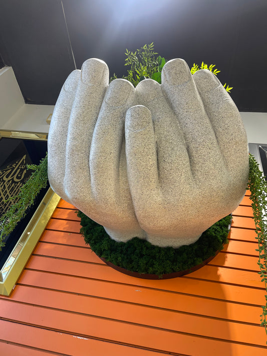 Granite Hand Sculpture & artificial flower/Plant