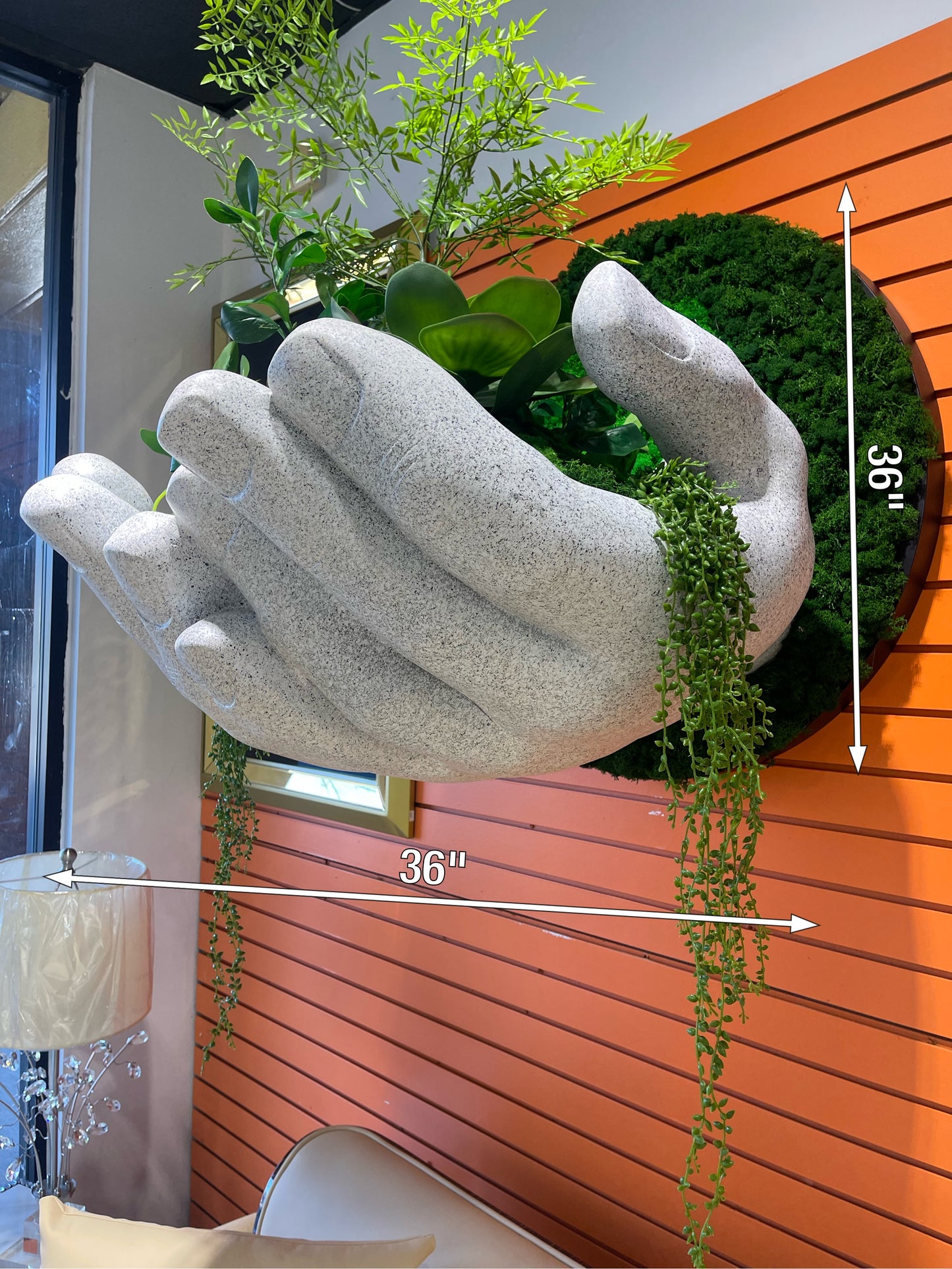 Granite Hand Sculpture & artificial flower/Plant