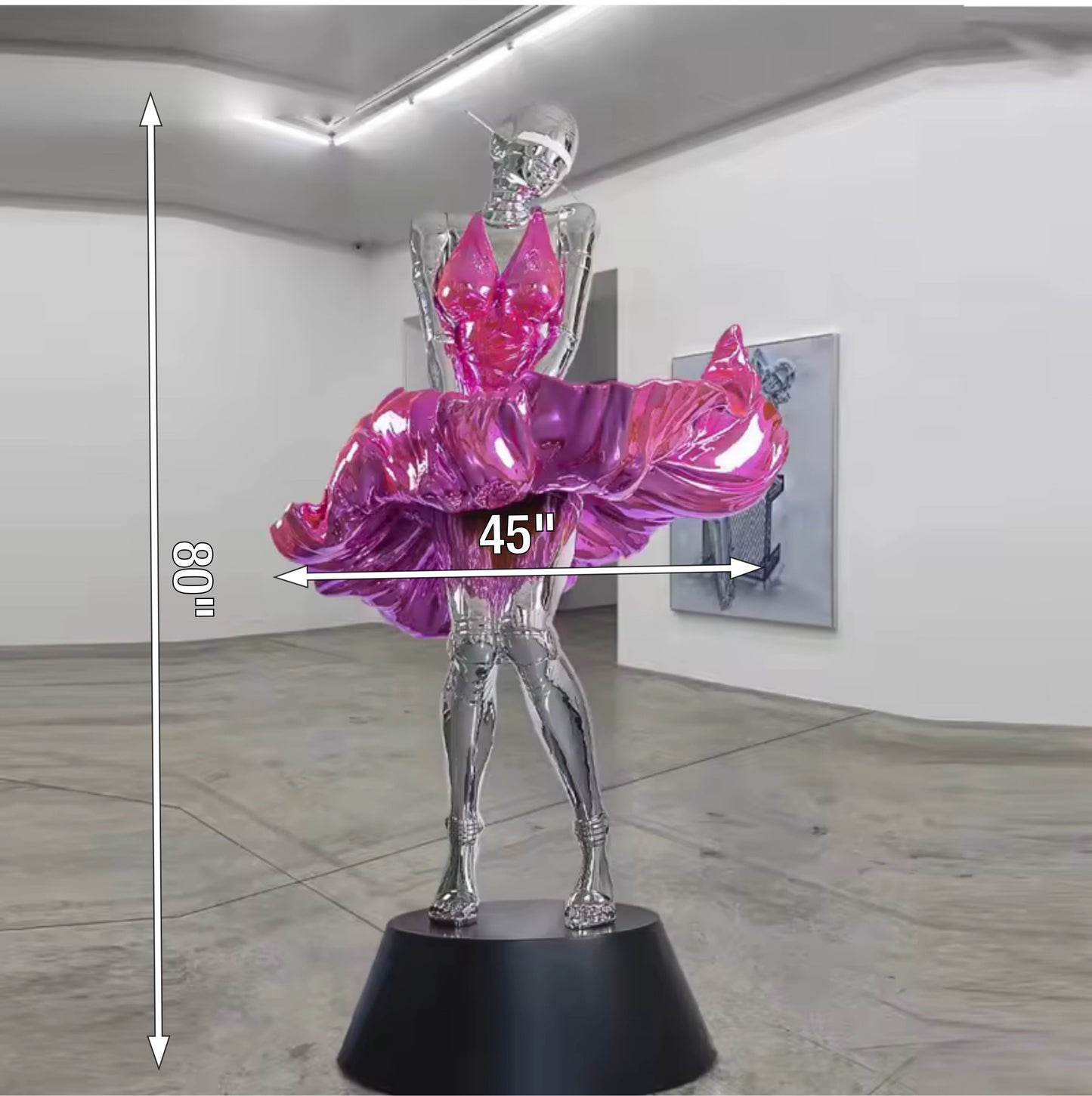 GS- Pink & Silver Exotic Futuristic Marvel LED female Sculpture