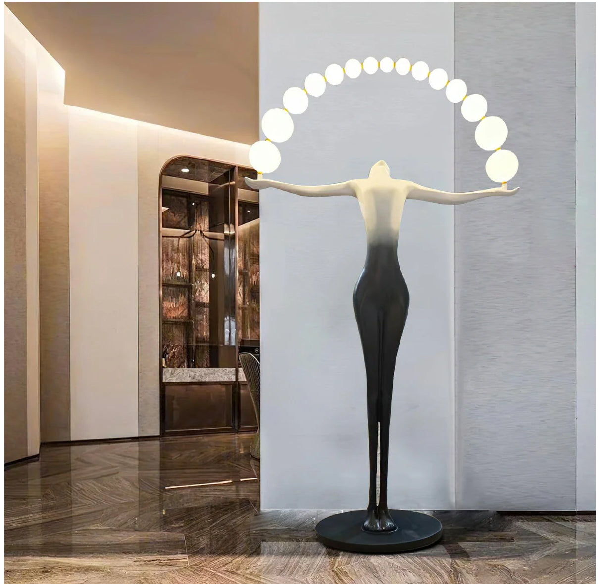 GS-Black & White LED female Sculpture floor Lamp