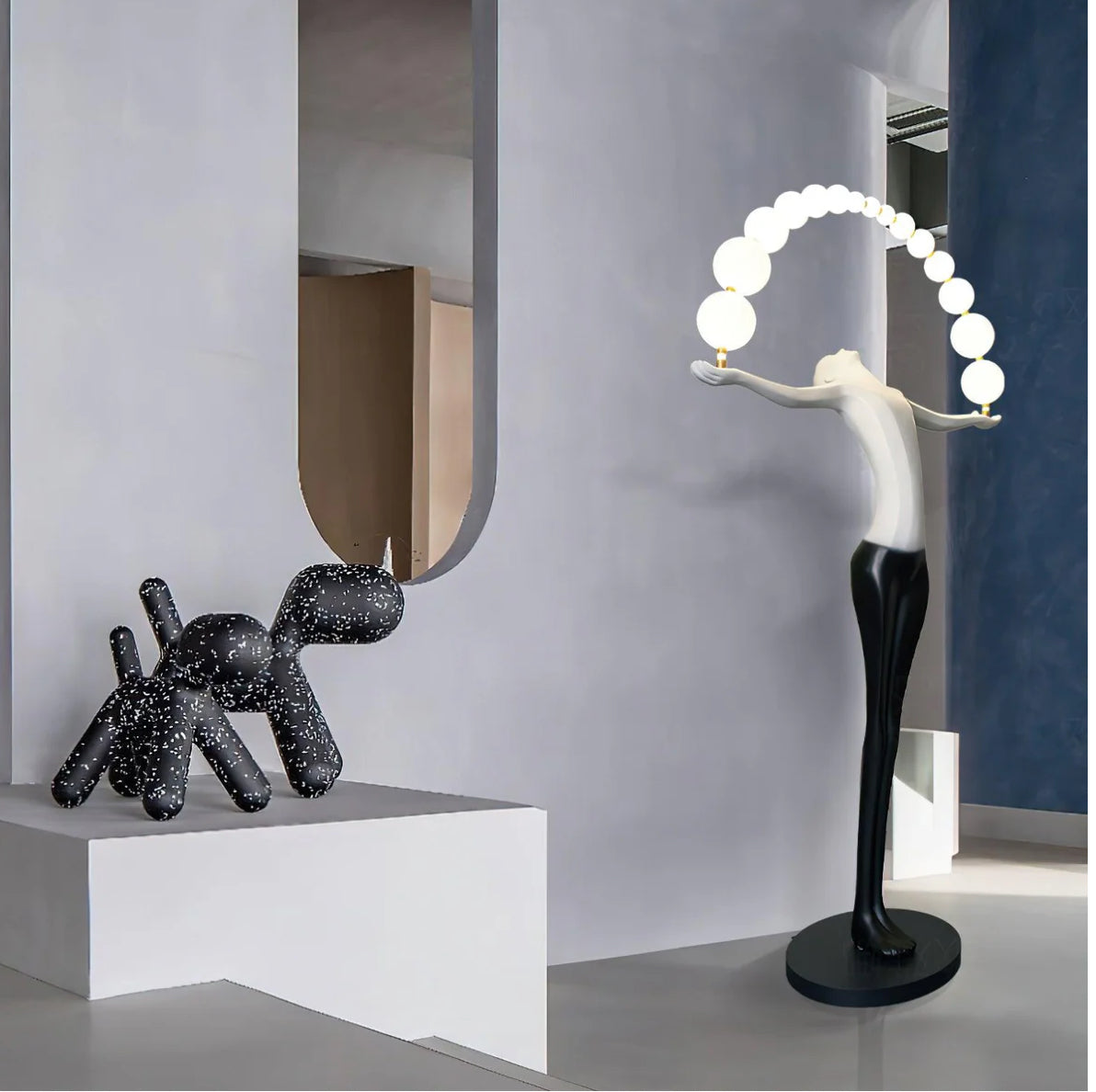 GS-Black & White LED female Sculpture floor Lamp