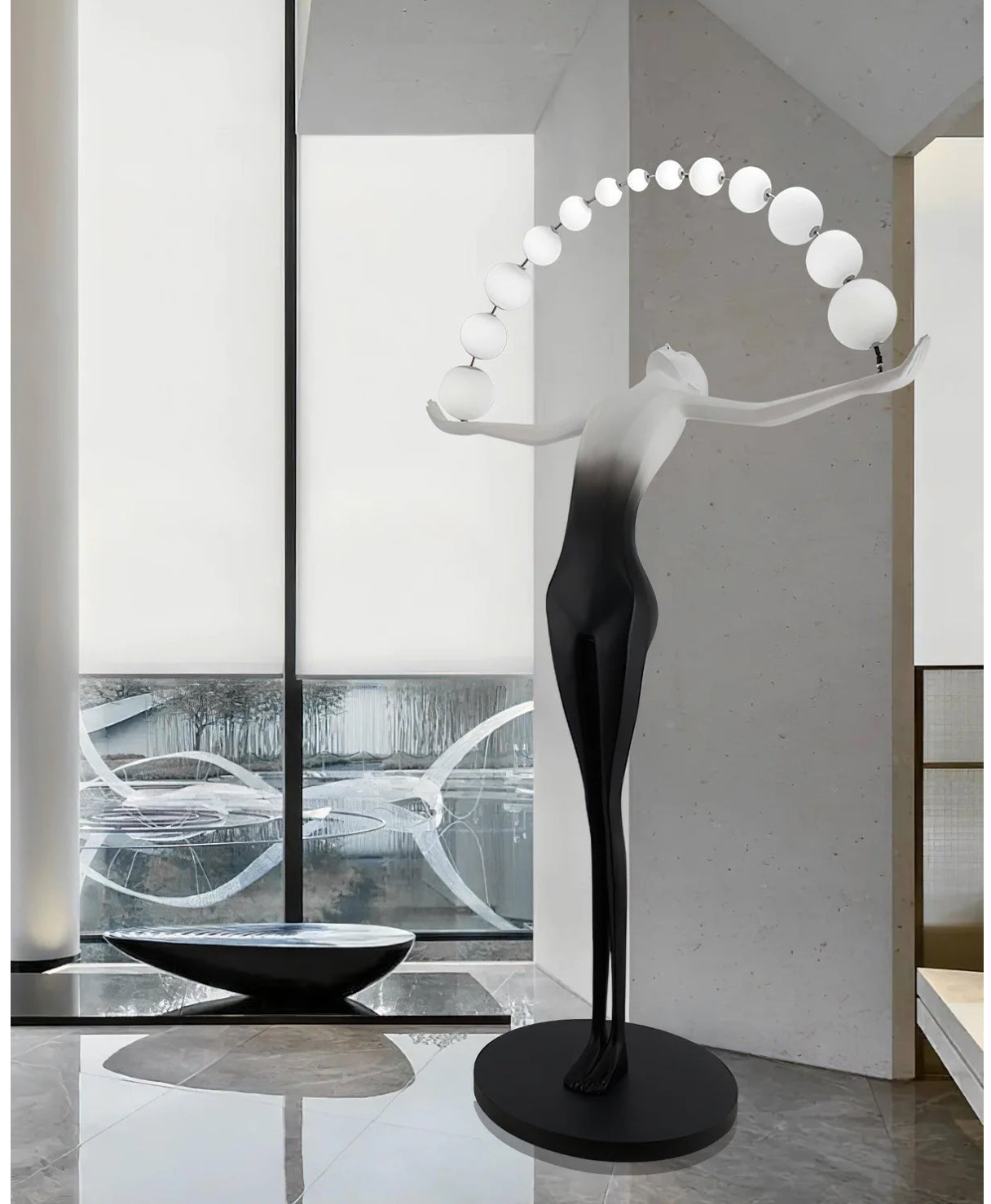 GS-Black & White LED female Sculpture floor Lamp