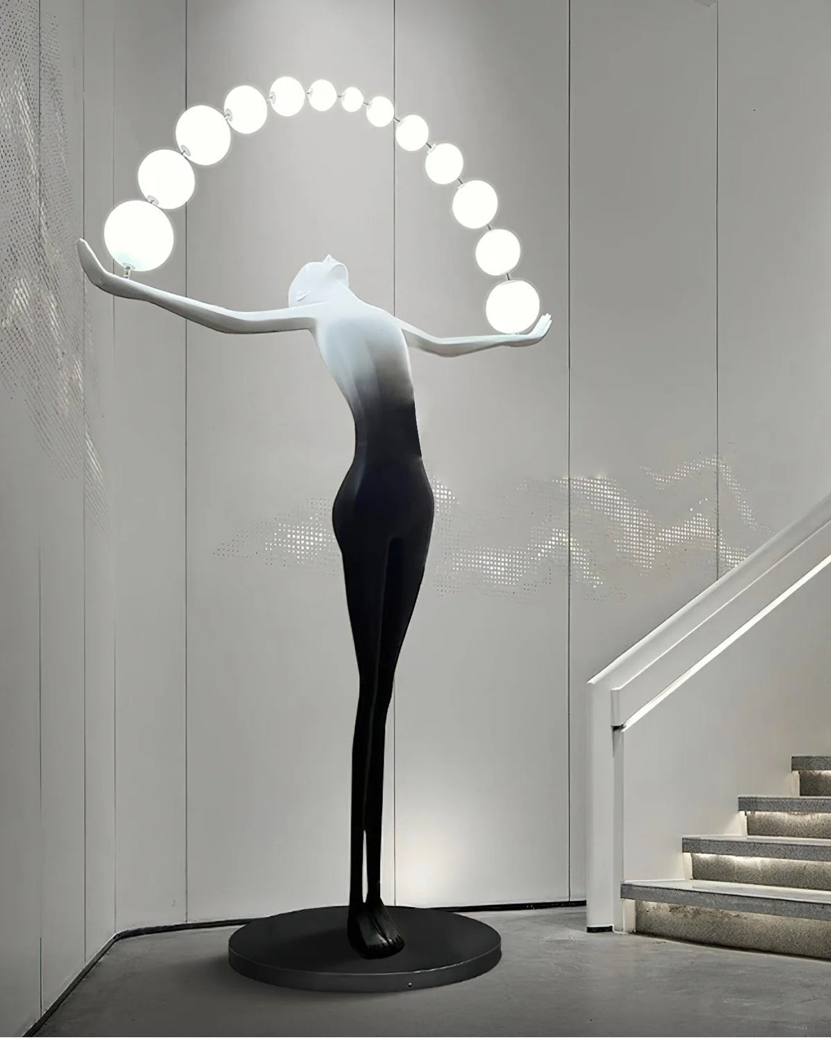 GS-Black & White LED female Sculpture floor Lamp