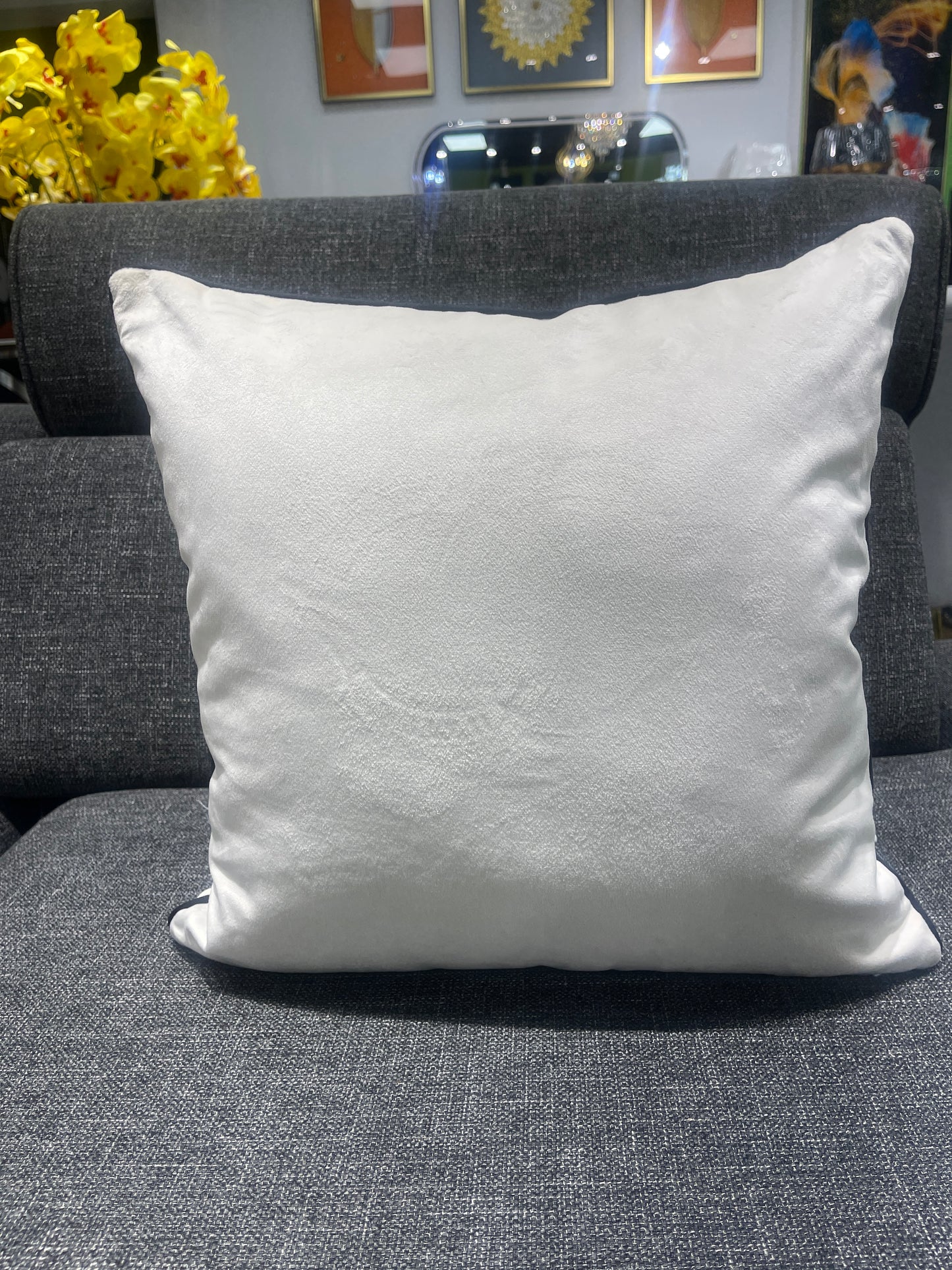 Cream Chanel Throw Pillow