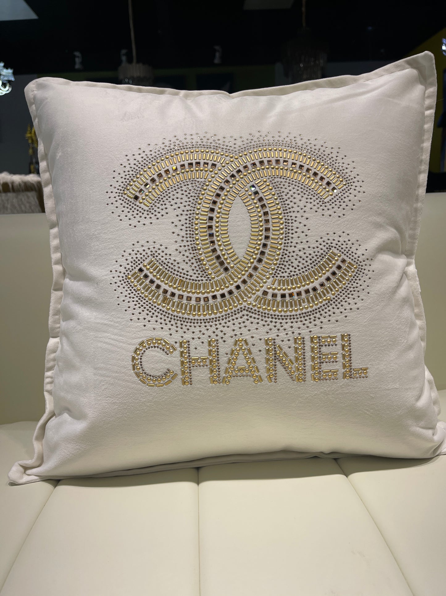 Cream Chanel Throw pillow