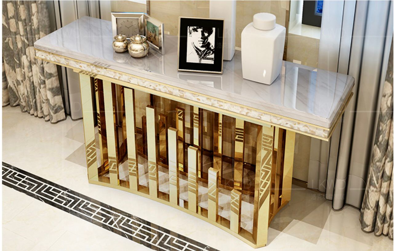lux white marble top console