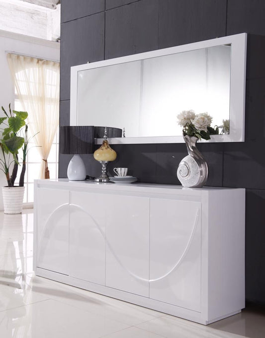 White console Cabinet and mirror set