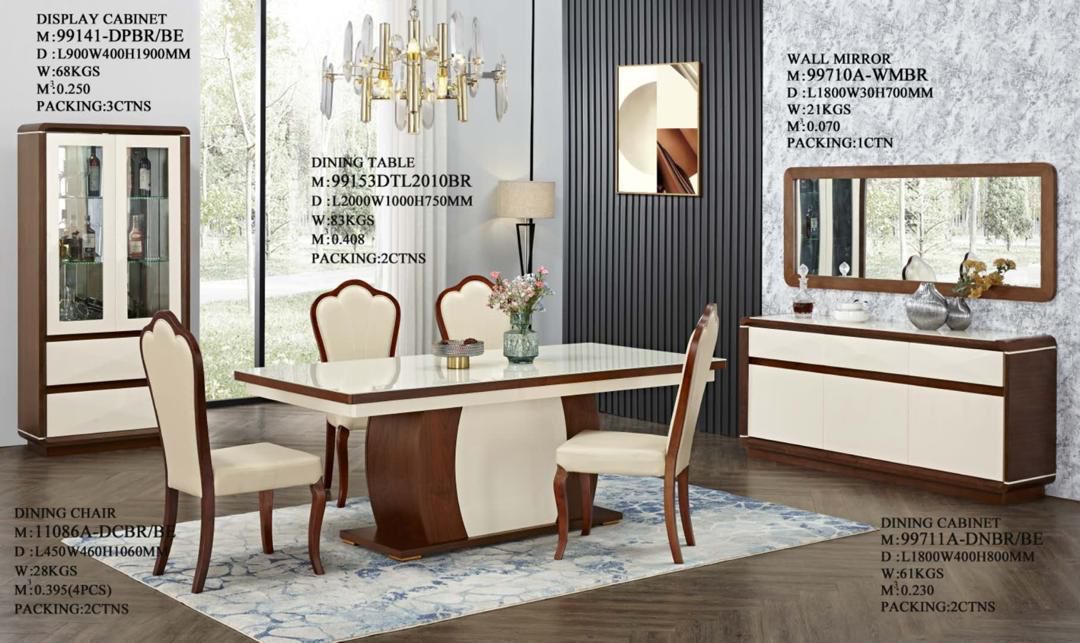Classic Beige and Wood Dining Room Set