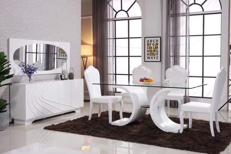 White Glass Top Dining Room Set