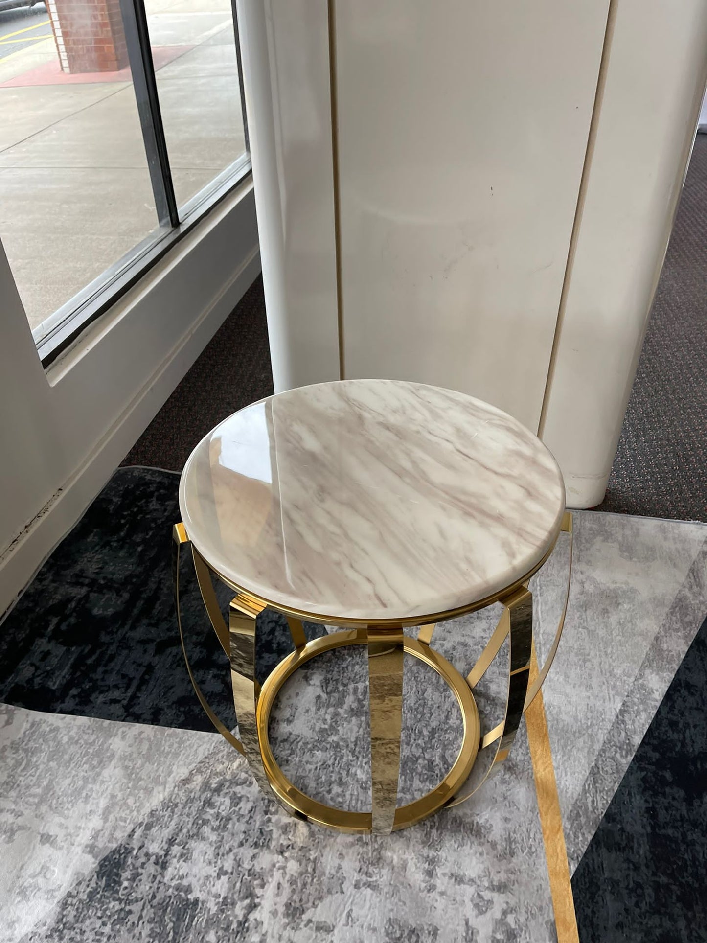 Gold Steel Marble Top Side Table