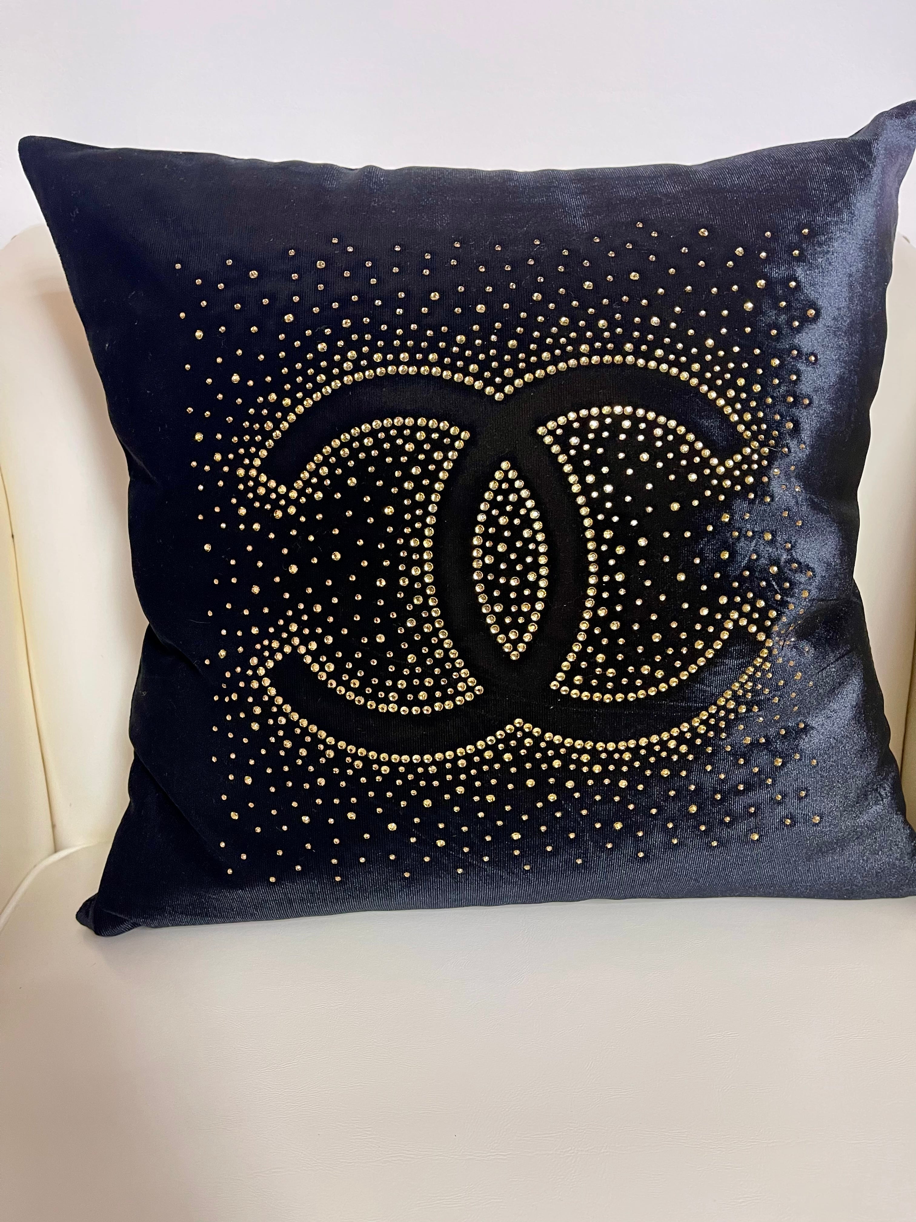 Chanel Black Rectangular Cloth Pillow at 1stDibs
