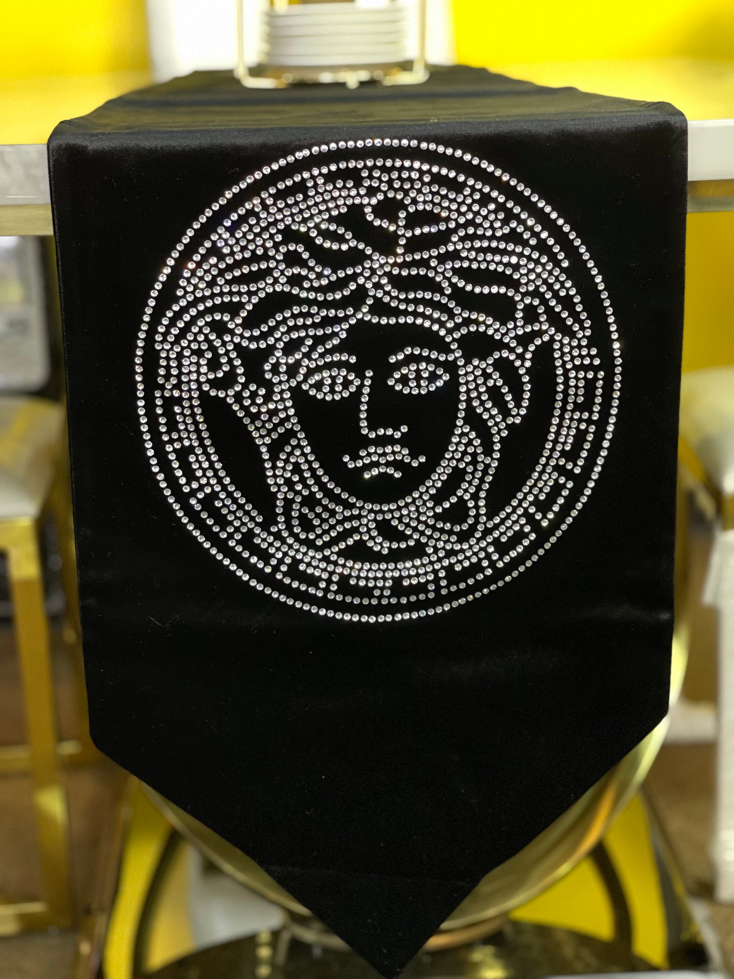 Black Embroidered Versace Table Runner