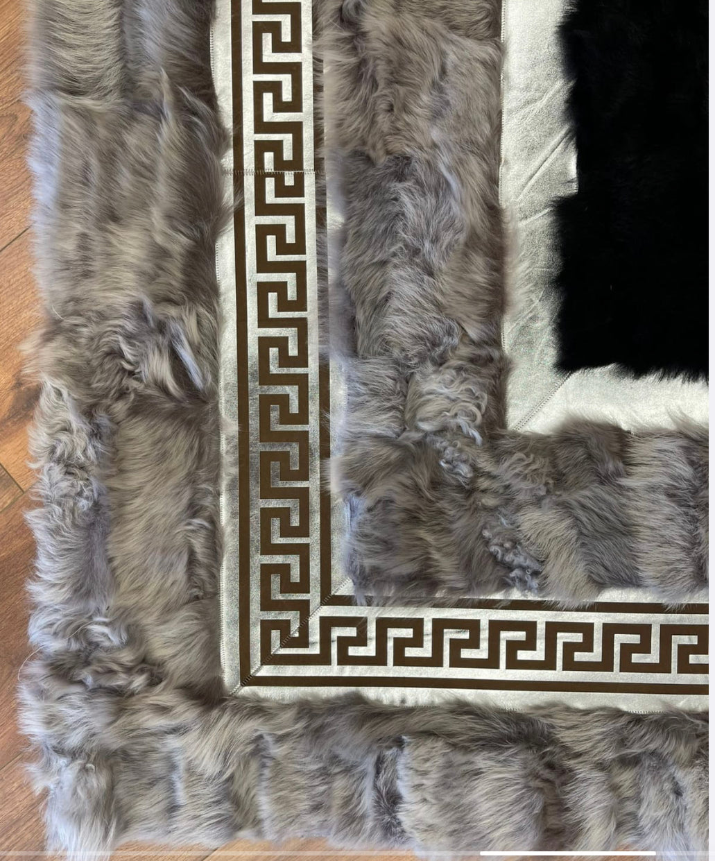 Grey Fluffy Versace Rug