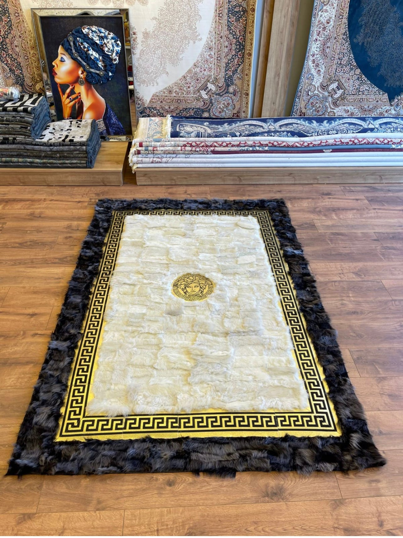 Black and Grey Versace Rug